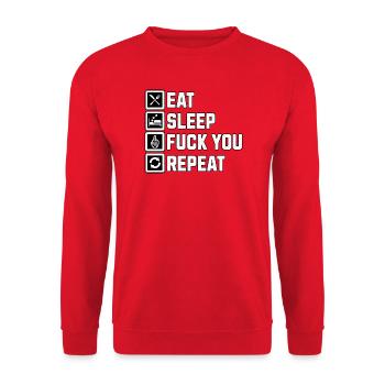 Biker Chopper Bobber - Eat Sleep Fuck You Repeat - Unisex Sweatshirt - red - Front - Alina (178cm) & Michal (187cm)