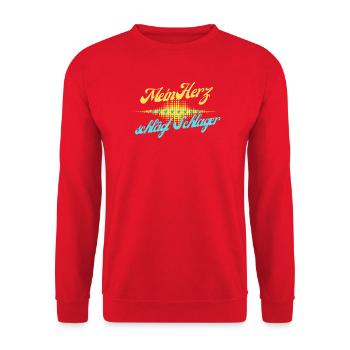 My heart beats Schlager - Unisex Sweatshirt - red - Front - Alina (178cm) & Michal (187cm)