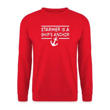 Starmer ist ein Cockney-Reim-Slang für den Schiffsanker - Unisex Pullover - Rot - Vorne - Alina (178cm) & Michal (187cm)