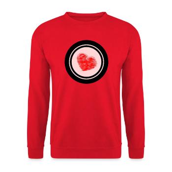 HEART. HEARTS. VALENTINE'S DAY. LOVE. LOVE. COUPLE. - Unisex Sweatshirt - red - Front - Alina (178cm) & Michal (187cm)