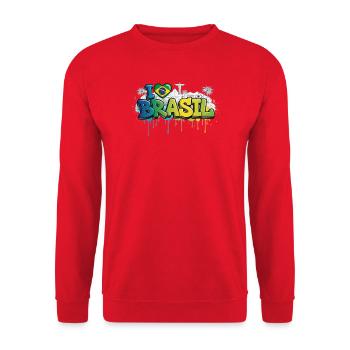 Brésil Amour drapeau Graffiti Tee Design - Sweat-shirt Unisexe - rouge - Devant - Alina (178cm) & Michal (187cm)
