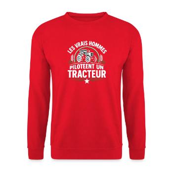 Real men drive a tractor - Unisex Sweatshirt - red - Front - Alina (178cm) & Michal (187cm)