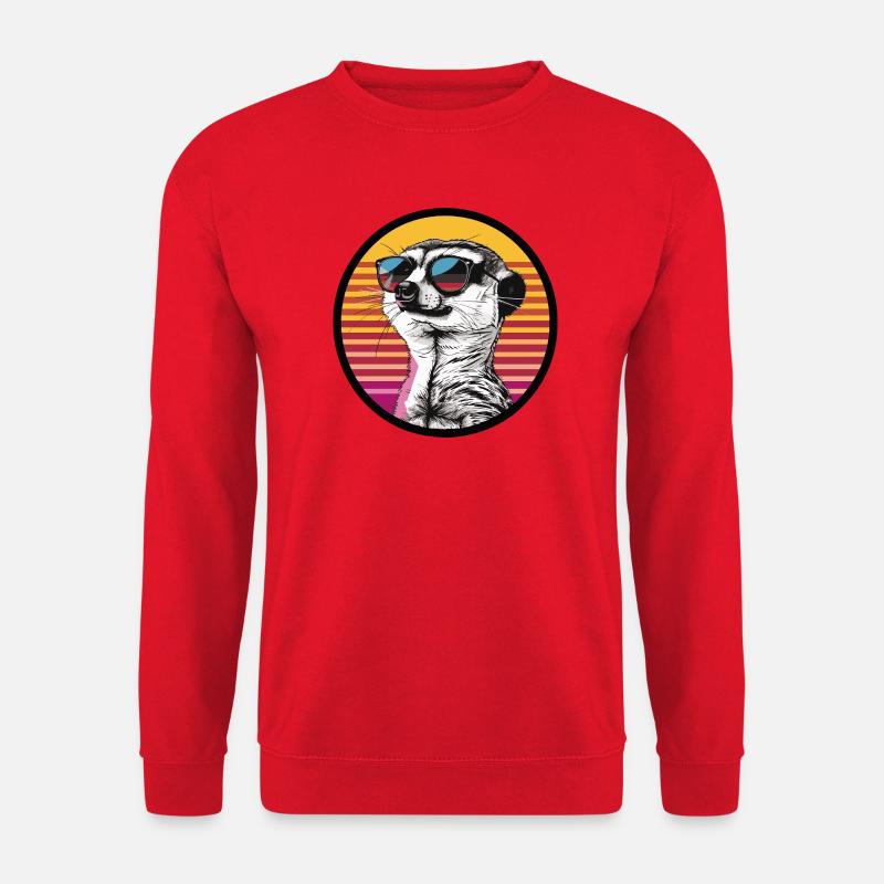 Wiesel in Retro Sonnenbrille - Unisex Pullover - Rot