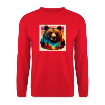ours - Sweat-shirt Unisexe - rouge - Devant - Alina (178cm) & Michal (187cm)