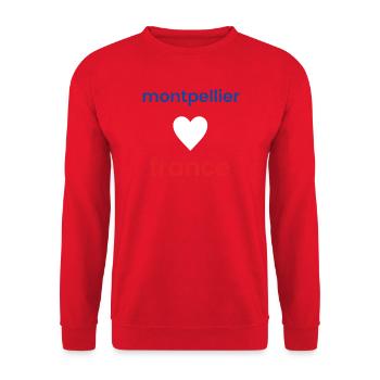Montpellier Souvenir Frankreich Illustration - Unisex Pullover - Rot - Vorne - Alina (178cm) & Michal (187cm)