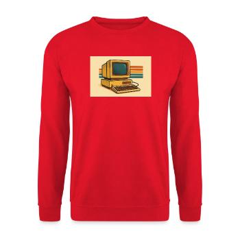 Retro Computer 80er - Unisex Pullover - Rot - Vorne - Alina (178cm) & Michal (187cm)