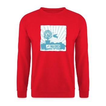 Mallorca Windmühle und Design - Unisex Pullover - Rot - Vorne - Alina (178cm) & Michal (187cm)