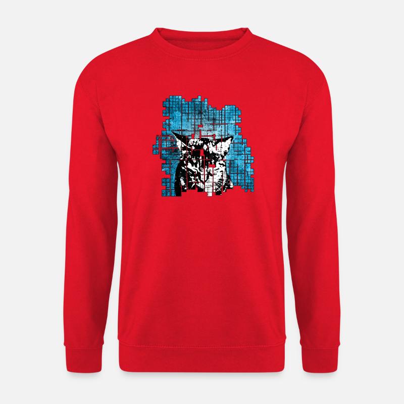 Graffiti-Stil Katzenporträt mit blauer Explosion - Unisex Pullover - Rot