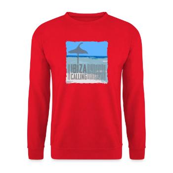 Ibiza beach setting with umbrella - Unisex Sweatshirt - red - Front - Alina (178cm) & Michal (187cm)
