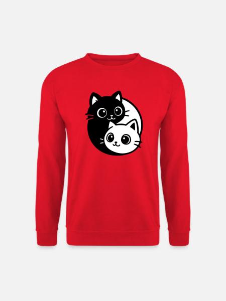 Ying Yang Cat Portrait - Unisex Sweatshirt - red