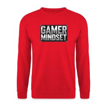 Gamer Mindset Typografie, Liebe Gaming - Unisex Pullover - Rot - Vorne - Alina (178cm) & Michal (187cm)