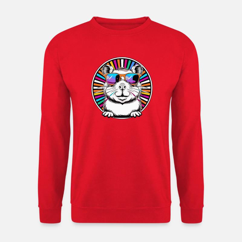Cooler Hamster mit Sonnenbrille - Unisex Pullover - Rot
