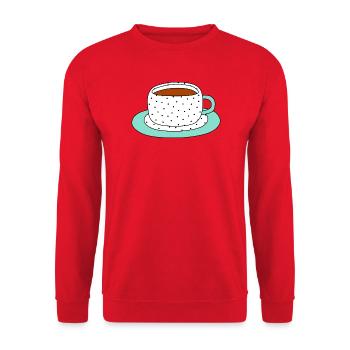 Conception de tasse et de soucoupe à pois - Sweat-shirt Unisexe - rouge - Devant - Alina (178cm) & Michal (187cm)