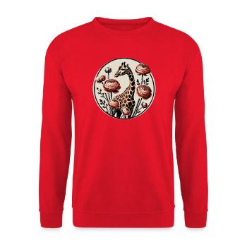 Giraffe and Floral Mandala Design - Unisex Sweatshirt - red - Front - Alina (178cm) & Michal (187cm)