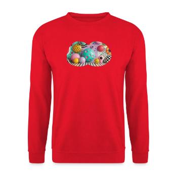 Monde d’art à pois 3D coloré - Sweat-shirt Unisexe - rouge - Devant - Alina (178cm) & Michal (187cm)