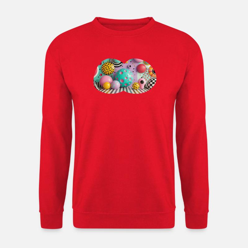 Bunte 3D-Polka-Dot Kunstwelt - Unisex Pullover - Rot