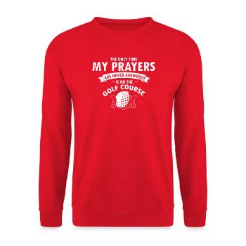 My Prayers Aren’t Answered On Golf Course - Unisex Pullover - Rot - Vorne - Alina (178cm) & Michal (187cm)
