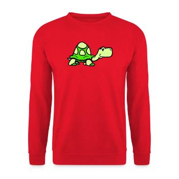 Schildkröte süß niedlich lächelt glücklich lustig - Unisex Pullover - Rot - Vorne - Alina (178cm) & Michal (187cm)