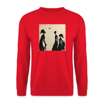 Feminine Silhouettes and Minimalist Bird - Unisex Sweatshirt - red - Front - Alina (178cm) & Michal (187cm)