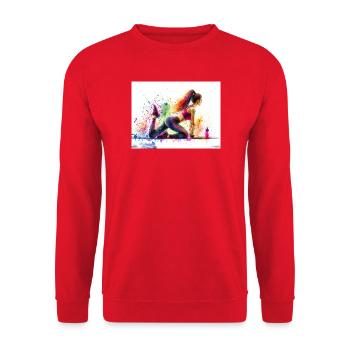 Watercolor fitness exercise - Unisex Sweatshirt - red - Front - Alina (178cm) & Michal (187cm)