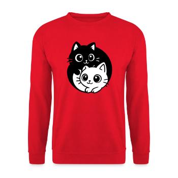 Ying Yang Kawaii Cats Icon - Unisex Sweatshirt - red - Front - Alina (178cm) & Michal (187cm)