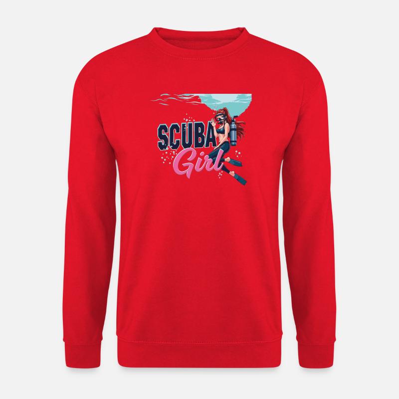 Scuba Girl Taucherin Design - Unisex Pullover - Rot