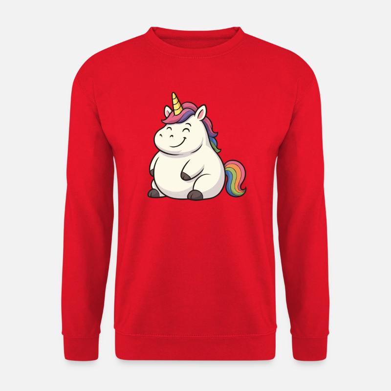 Lustiger Einhorn Cartoon-Design - Unisex Pullover - Rot