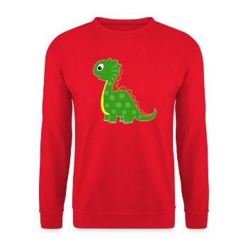 Green dino with bright dots - Unisex Sweatshirt - red - Front - Alina (178cm) & Michal (187cm)
