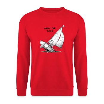 What the Fock – Segelboot Cartoon - Unisex Pullover - Rot - Vorne - Alina (178cm) & Michal (187cm)