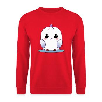 Kawaii White Chick with Purple Accents - Unisex Sweatshirt - red - Front - Alina (178cm) & Michal (187cm)