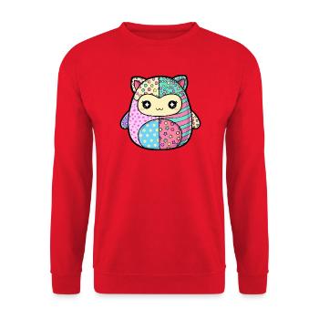 Patchwork Kitten Pastellfarben - Unisex Pullover - Rot - Vorne - Alina (178cm) & Michal (187cm)