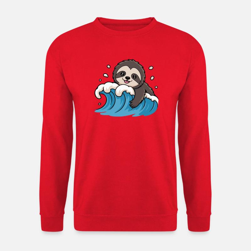 Sloth Surf on Ocean Wave - Unisex Sweatshirt - red