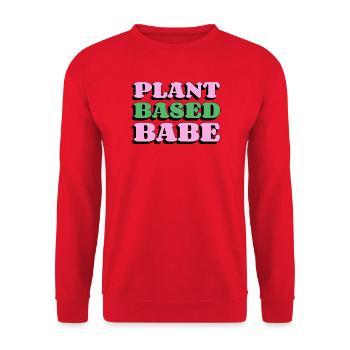 Plant Based Babe - Unisex Pullover - Rot - Vorne - Alina (178cm) & Michal (187cm)