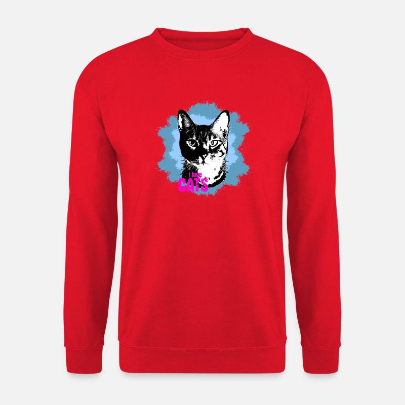 Katzenliebe Blau Spritzer - Unisex Pullover - Rot