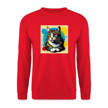 cat - Unisex Sweatshirt - red - Front - Alina (178cm) & Michal (187cm)