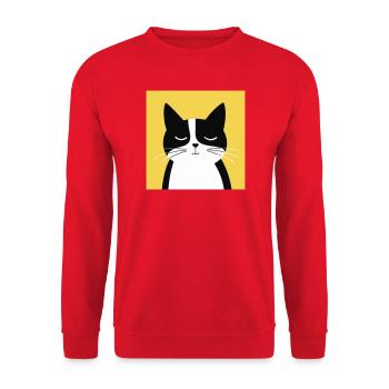 Minimalist Black and White Cat - Unisex Sweatshirt - red - Front - Alina (178cm) & Michal (187cm)
