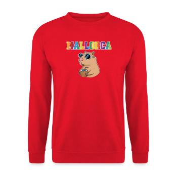 Mallorca Capybara Sunglasses Coconut Drink - Unisex Sweatshirt - red - Front - Alina (178cm) & Michal (187cm)