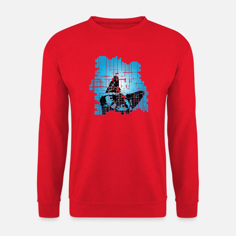 Cat in Pixel Grid Blue - Unisex Sweatshirt - red