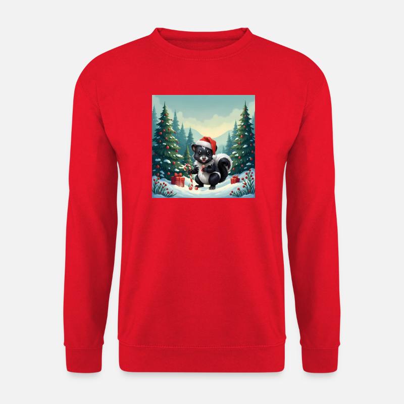 Weihnachtsstinktier im verschneiten Wald - Unisex Pullover - Rot