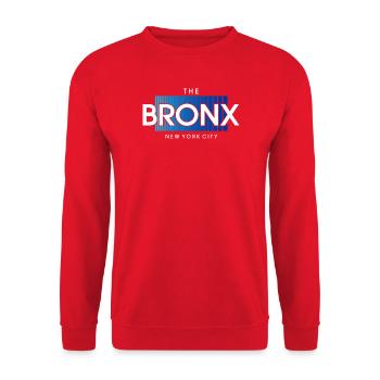 Bronx Skyline Text in Blue Gradient - Unisex Sweatshirt - red - Front - Alina (178cm) & Michal (187cm)