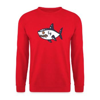 Hai Halloween Comic Lustig - Unisex Pullover - Rot - Vorne - Alina (178cm) & Michal (187cm)