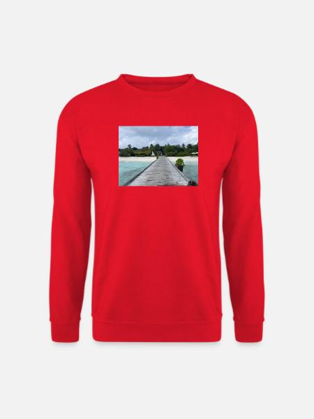 Tropischer Pier am türkis Meer Kudafushi Malediven - Unisex Pullover - Rot