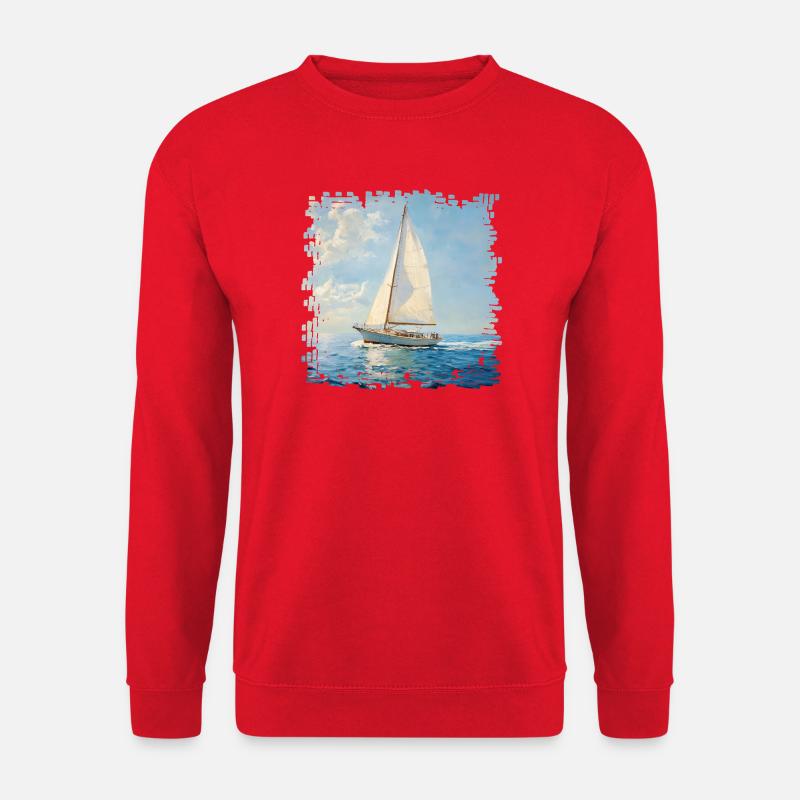 Segelboot im Seewind Malerei - Unisex Pullover - Rot