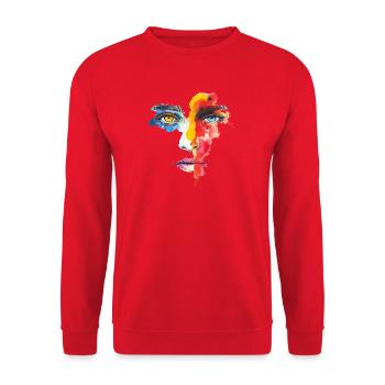 Farbporträt Portrait auf das wesentliche reduziert - Unisex Pullover - Rot - Vorne - Alina (178cm) & Michal (187cm)