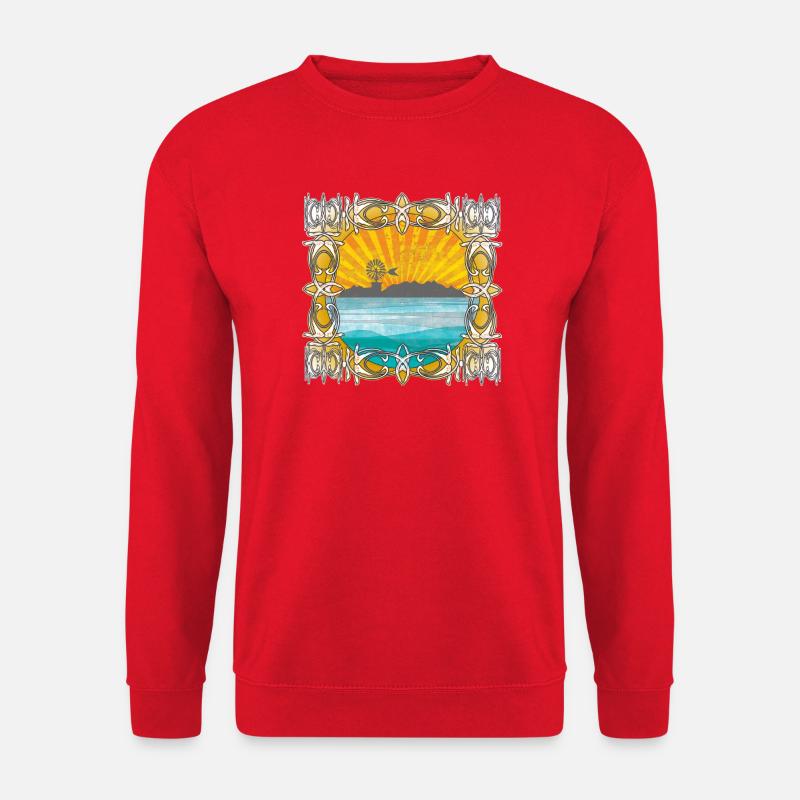 Sonnenaufgang am Meer Ornament Balearen - Unisex Pullover - Rot