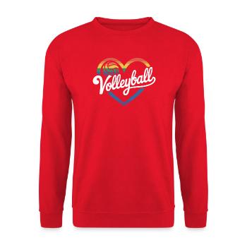 Volleyball Herz Volleyballer - Unisex Pullover - Rot - Vorne - Alina (178cm) & Michal (187cm)