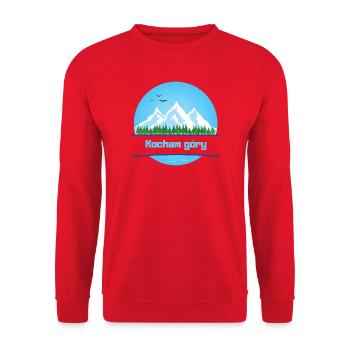 Ich liebe Berge - Unisex Pullover - Rot - Vorne - Alina (178cm) & Michal (187cm)