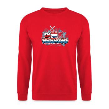 I Love Netherlands with flag - Unisex Sweatshirt - red - Front - Alina (178cm) & Michal (187cm)
