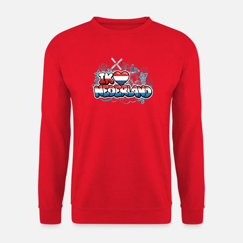 I Love Netherlands mit Flagge - Unisex Pullover - Rot