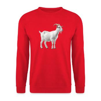 White Mountain Goat Portrait - Unisex Sweatshirt - red - Front - Alina (178cm) & Michal (187cm)
